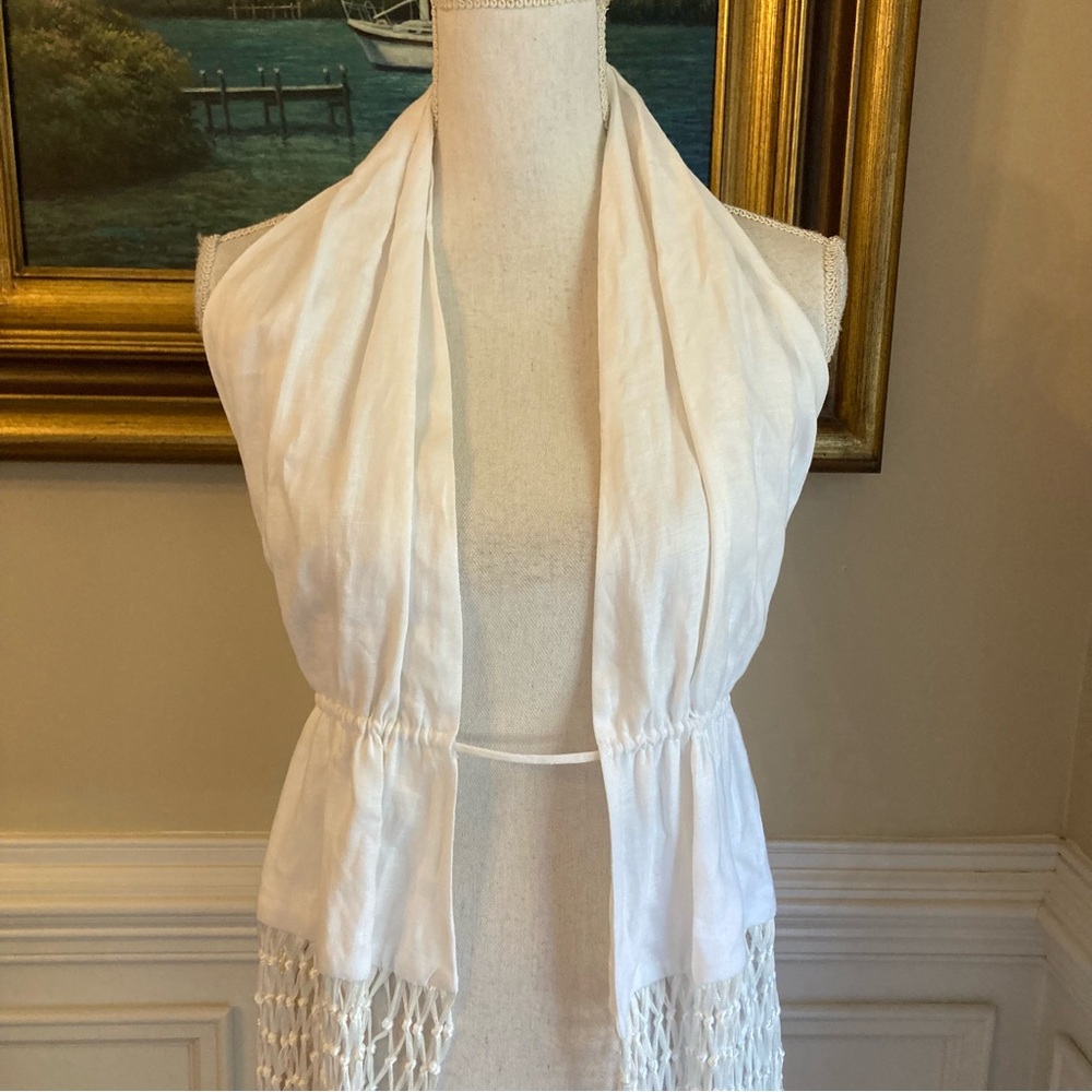 ZARA White Linen Macrame Eonen Backless Halter Top NWT - Picture 4 of 16